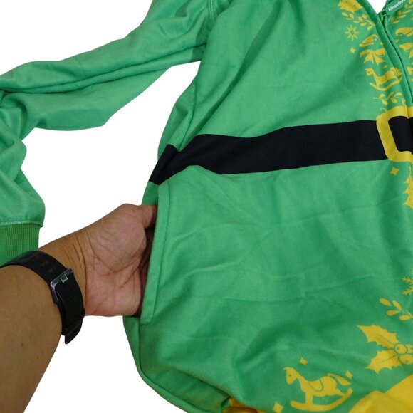 Tipsy Elves Buddy Elf Hooded Jumpsuit Christmas Green Yellow Adult Size XL Zip - Picture 3 of 11